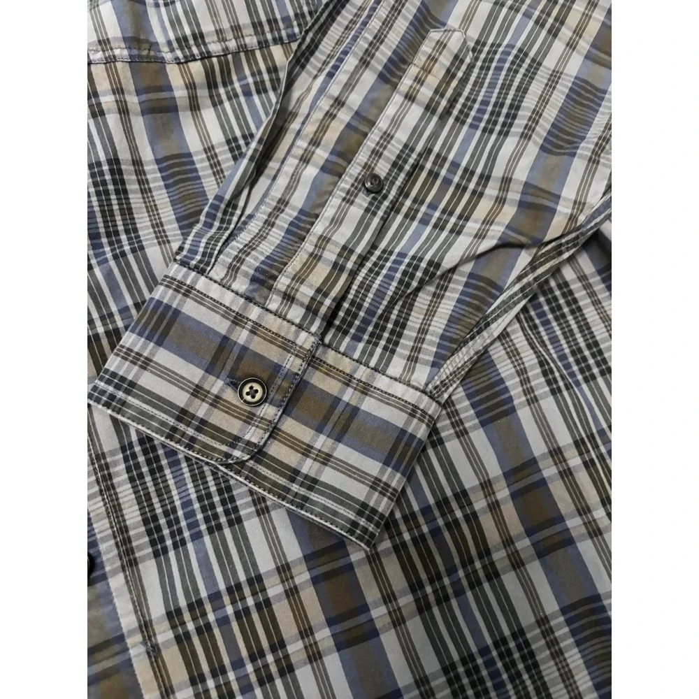 Banana Republic Heritage Mens XL Blue Plaid Button Down Shirt Long Sleeve Cotton